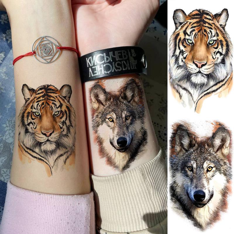 Animal Pattern Temporary Tattoo Sticker, 15pcs Cool Fake Tattoo Sticker, Body Art Sticker for Women & Men