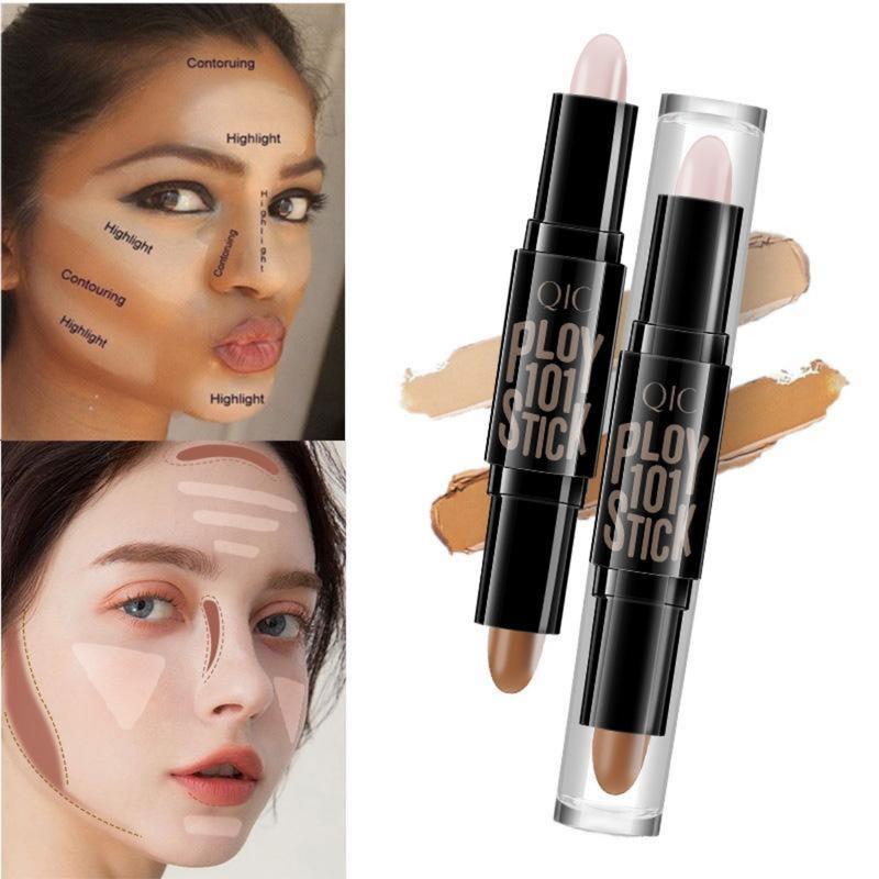 Highlight Contour Stick, 2 in 1 Makeup Shading Stick, Face Highlighters Sticks, Concealer Contour Highlighter Stick,Cruelty Free Makeup,double-end Face Concealer Contouring Sticks Cream Bronzer Lightweight