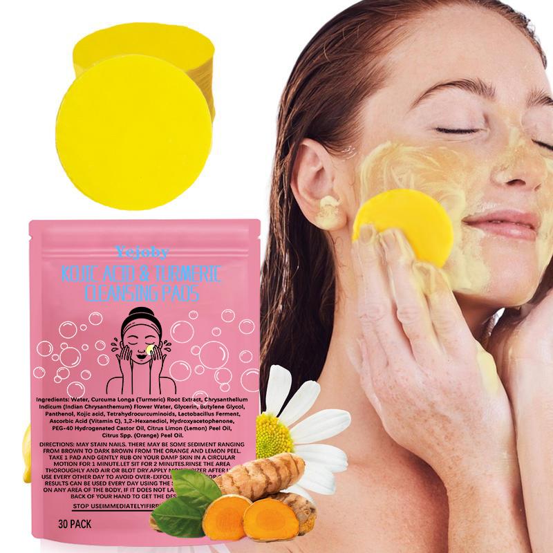 (New) 2024 Turmeric Cleansing Exfoliating Pads Facial Cleansing Skincare Comfort Turmeric & Ginger Cleansing Pads, 30pcs Bags Exfoliating Skin Care Pad, Deep Cleansing Facial Skin Care Product for Women & Men