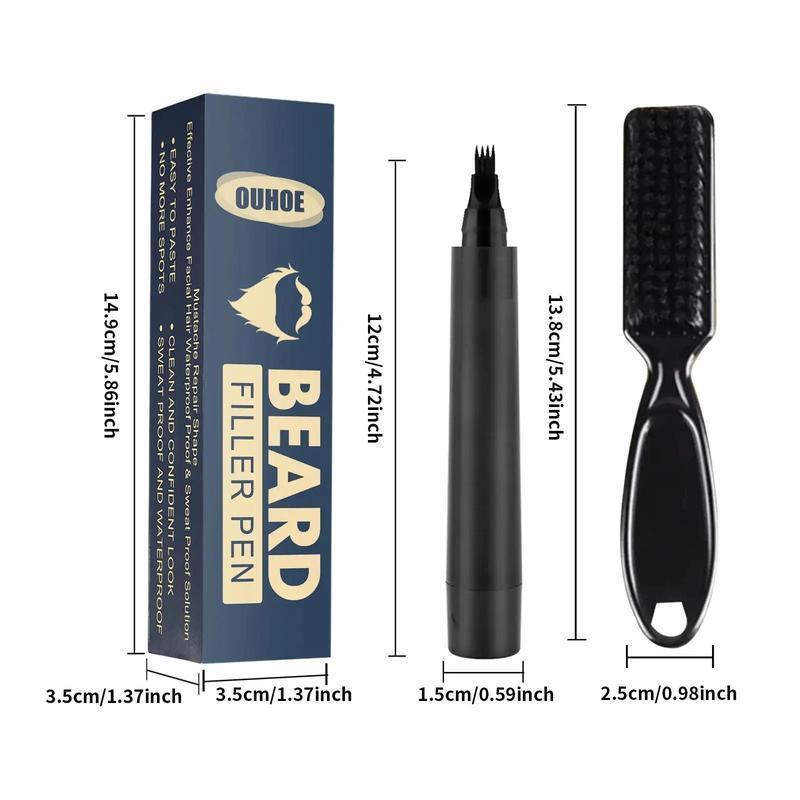 Beard Filler Styling Pen with Brush, 1 Count Beard Strengthening & Thickening Pen with 1 Count Comb Brush, Men's Care Product Kit