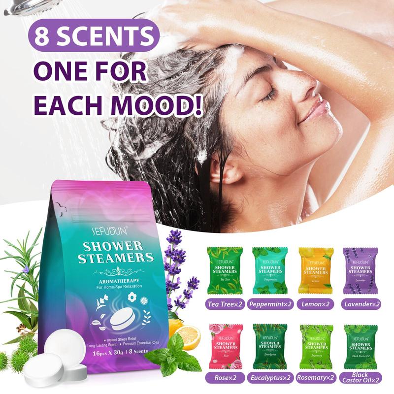 Shower Steamers, 16pcs box Moisturizing Bath Effervescent Tablets, Bathroom Supplies, Self Care Effervescent Tablets, Suitable for Bathtub