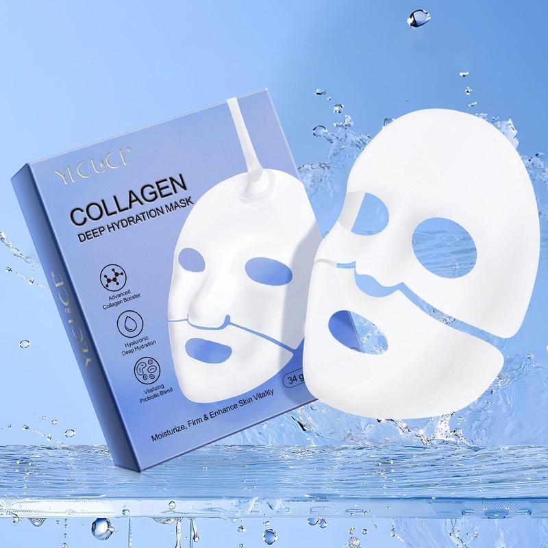 Collagen Deep Hydration Mask for Christmas Gift, 6 Counts box Moisturizing & Firming Facial Mask with Hyaluronic Acid, Skin Care Mask Suitable for All Skin Types