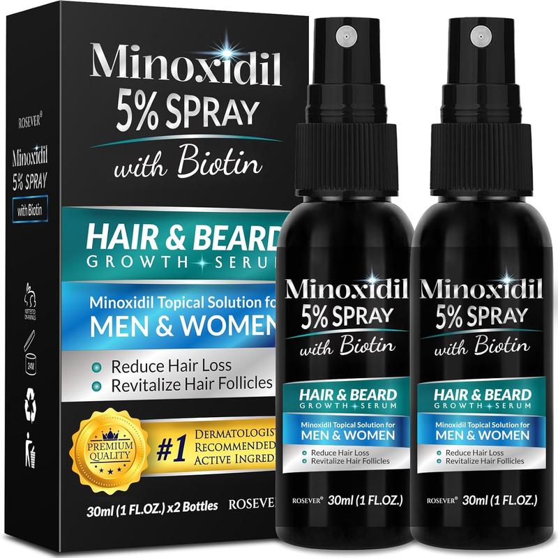 5% Minoxidil Spray for Hair and Beard Growth, Minoxidil for Men Hair, Minoxidil for Women Hair Growth, Minoxidil 5 Percent Hair Regrowth for Men, Hair Serum for Hair Growth 2PCS