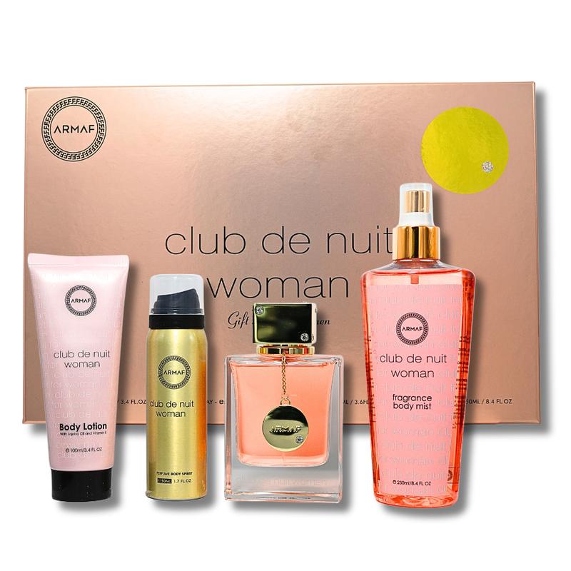 ARMAF CLUB DE NUIT WOMEN 4PC SET PERFUME, LOTION3.4FL.OZ, BODY SPRAY 1.7FL.OZ, BODY MIST 8.4FL.OZ & EDP 3.4 FL.OZ Fragrance Gift