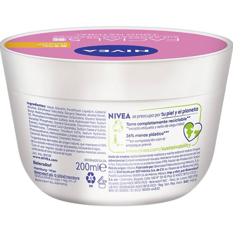 Nivea Crema Facial Hidratante 5 En 1 Tono Natural (Pink Cap) - Moisturizer for All Skin Types - Skincare