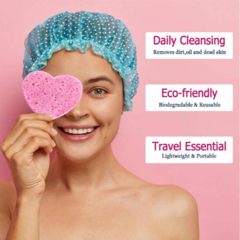 Heart Shaped Facial Cleansing Pad, 50pcs box Disposable Face Sponge, Natural Face Exfoliator with Storage Container for Makeup Remover Travel a11