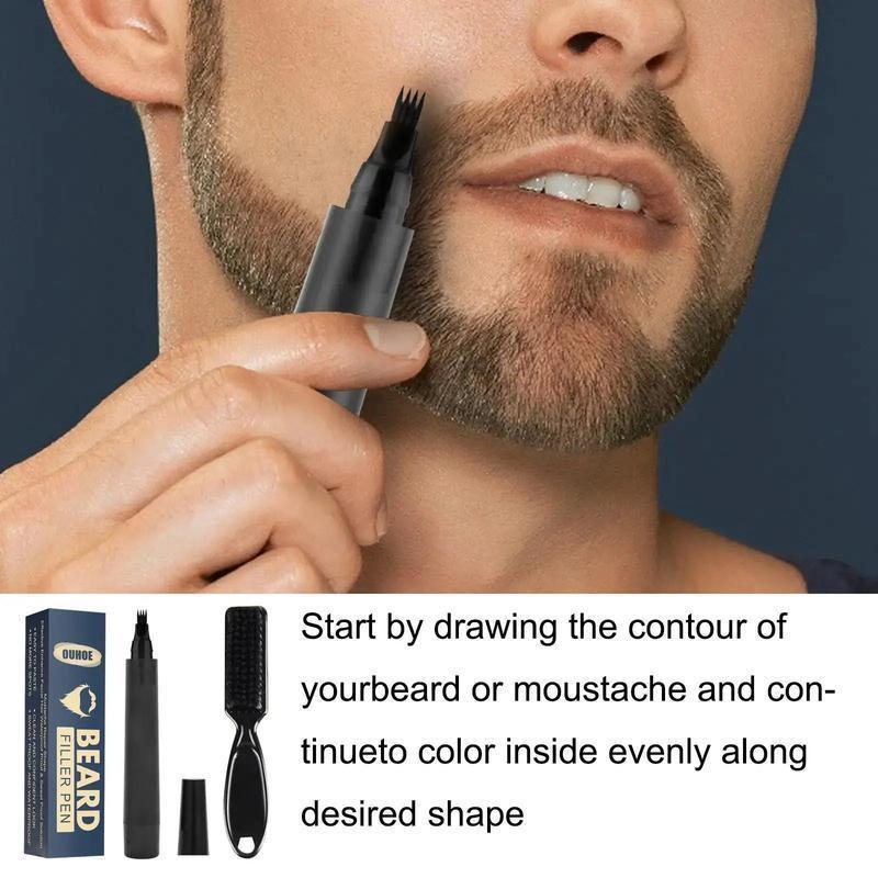 Beard Filler Styling Pen with Brush, 1 Count Beard Strengthening & Thickening Pen with 1 Count Comb Brush, Men's Care Product Kit