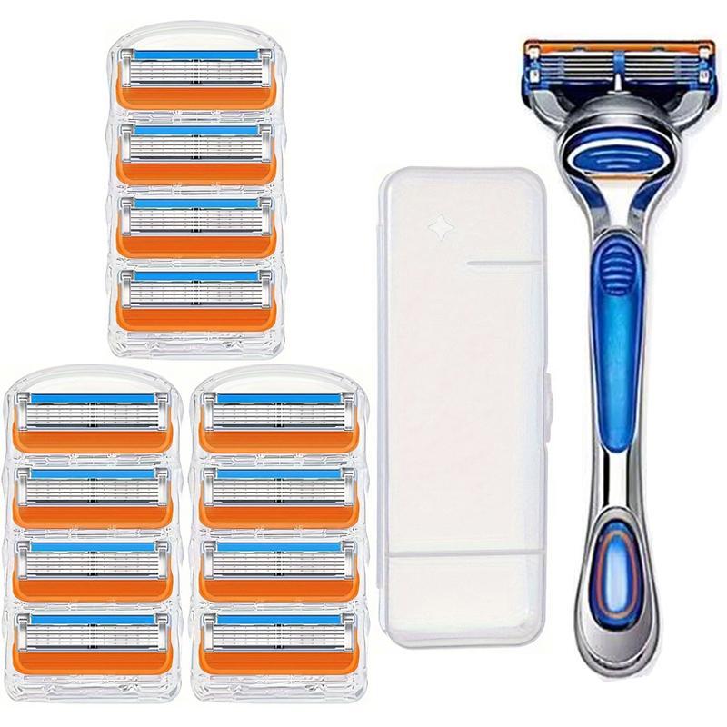 Men's Professional Razor Blade Set, 1 Count Razor Holder & Razor Blades, Wet and Dry Use Men's Daily Care Tool, Great for Travel, Daily Use