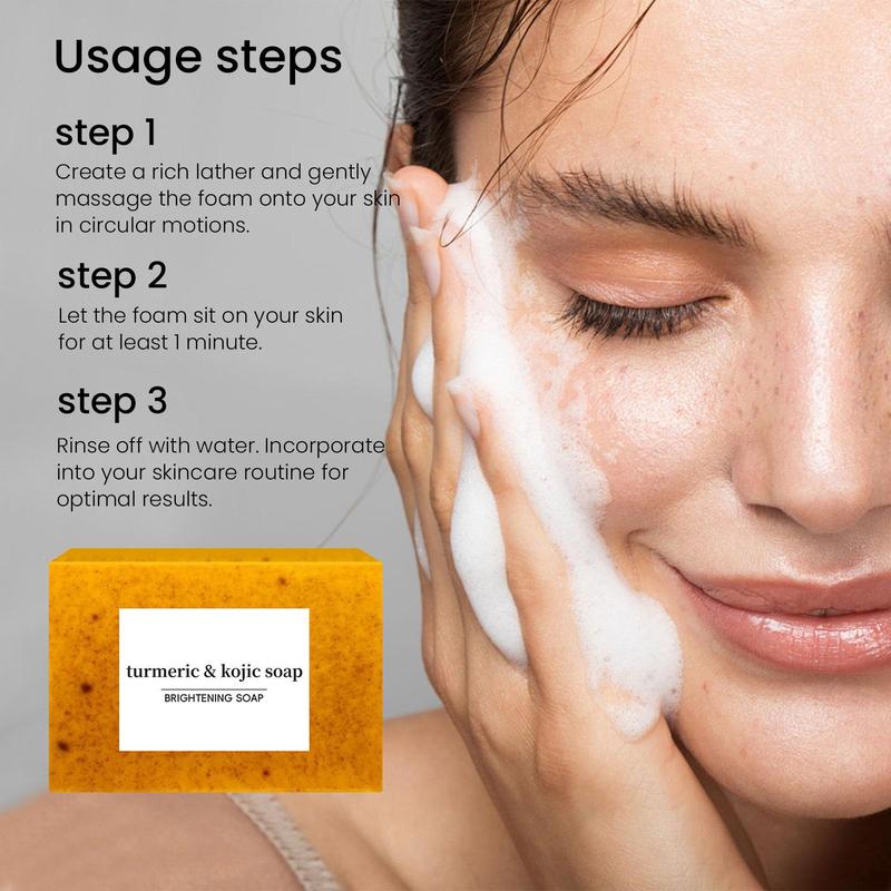 Turmeric Serum & Turmeric Kojic Acid Soap Skincare Set for Face & Body Wash, Lemon Brightening Soap Bar, Daily Skin Cleanser Soap Kit for Acne-prone Skin, Natural Turmeric Improves The Look Of Acne Scars with Soap Saver Bags, Christmas Gift