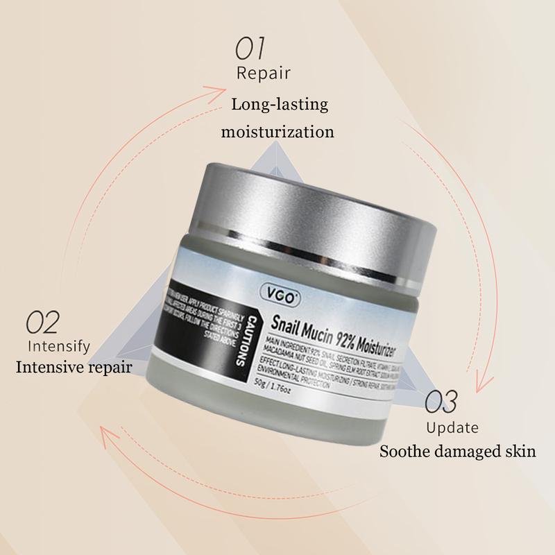 VGO Snail Mucin 92% Moisturizer Daily Face Gel Cream for Dry & Sensitive Skin, 50g   1.76oz Cleanser Moisture Moisturizing Skincare