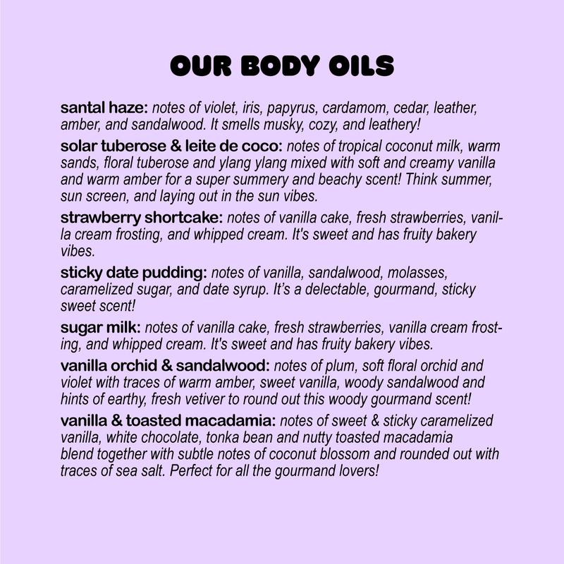 Warm Caramel Body Oil - 4 oz Moisturizing Dry Body Oil with Long Lasting Scent