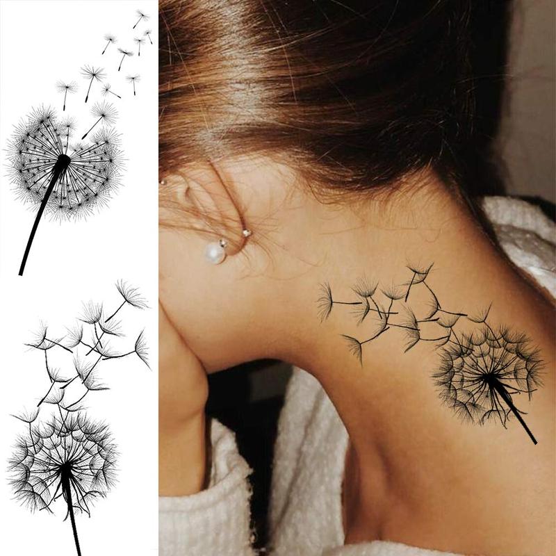 Dandelion & Bird Pattern Temporary Tattoos, 13pcs Fake Tattoos For Women & Men, Realistic Body Art Tattoos, DIY Tattoo Kit