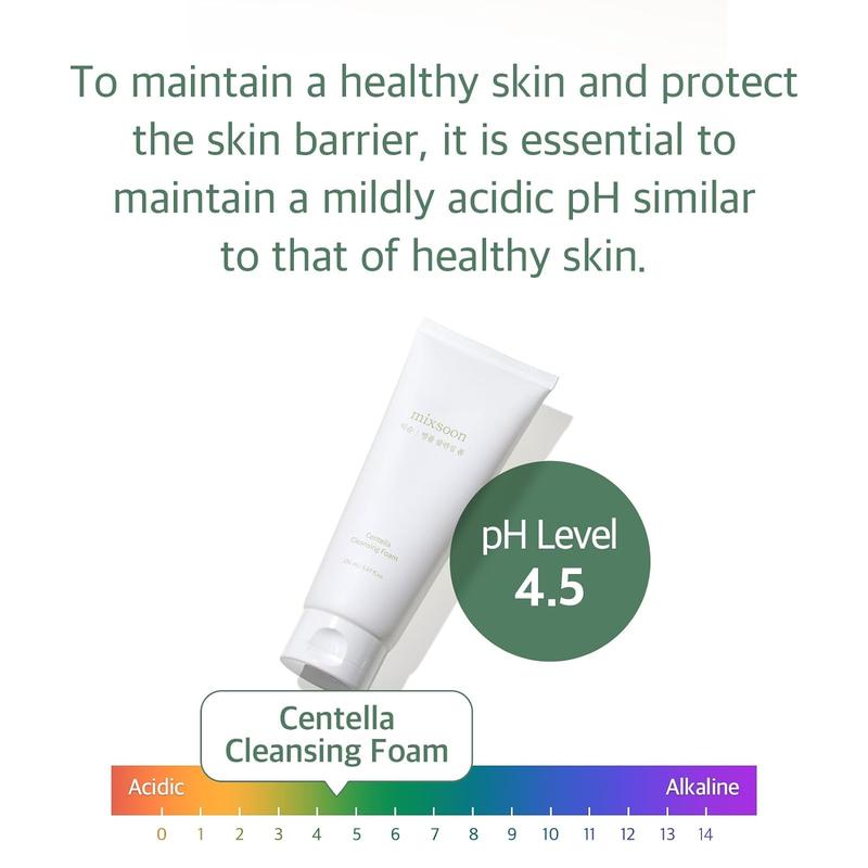 [mixsoon Official Shop] Centella Cleansing Foam (5.07 fl oz) | AHA, BHA & Low-pH, Soothing, Exfoliating & Hydrating for Sensitive & Acne-Prone Skin