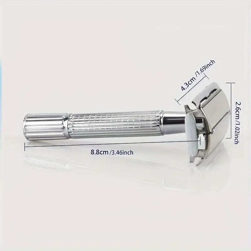 Men's Retro Safety Razor, 1 Box Double Edged Stainless Steel Razor & Brush & Replaceable Blaze & Mirror Travel Case, Safety Men's Care Product