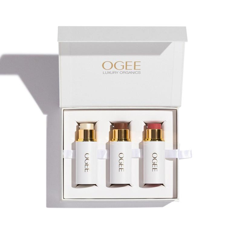 Ogee Contour Collection - Skincare-Infused Bronzer, Blush, and Highlighter Facial Sticks, Makeup Kit for Radiant Skin