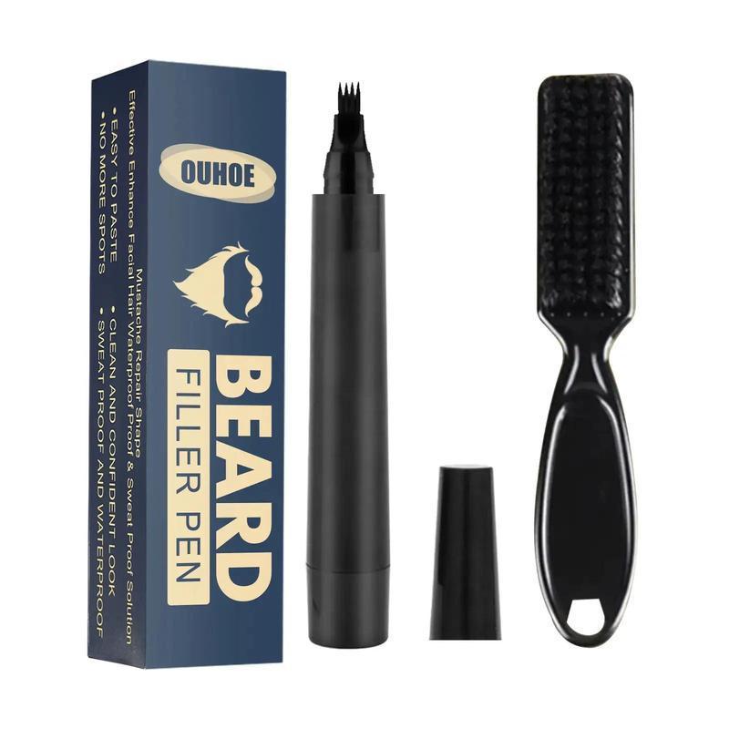 Beard Filler Styling Pen with Brush, 1 Count Beard Strengthening & Thickening Pen with 1 Count Comb Brush, Men's Care Product Kit