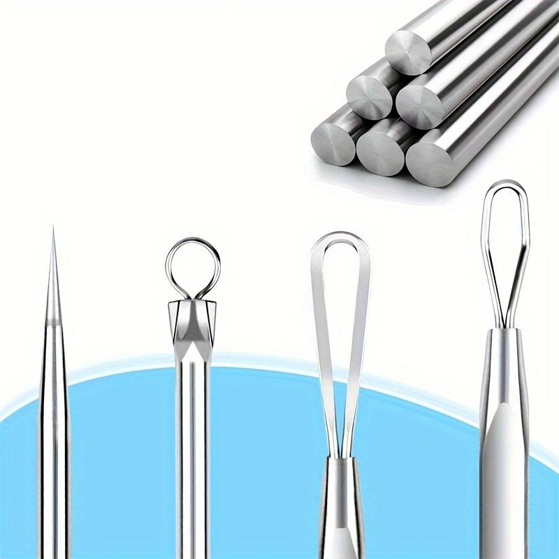 Stainless Steel Blackheads and Blemishes Remover Suit, Set of 2 Professional Acne Extraction Tools Suit, Unisex Multifunctional Face Cleaning Pin, Suitable for All Skin Types, Portable, with Storage Box