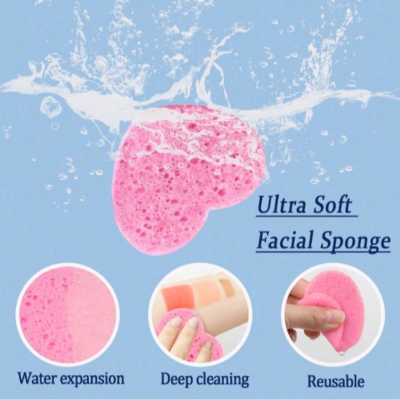 Heart Shaped Facial Cleansing Pad, 50pcs box Disposable Face Sponge, Natural Face Exfoliator with Storage Container for Makeup Remover Travel a11