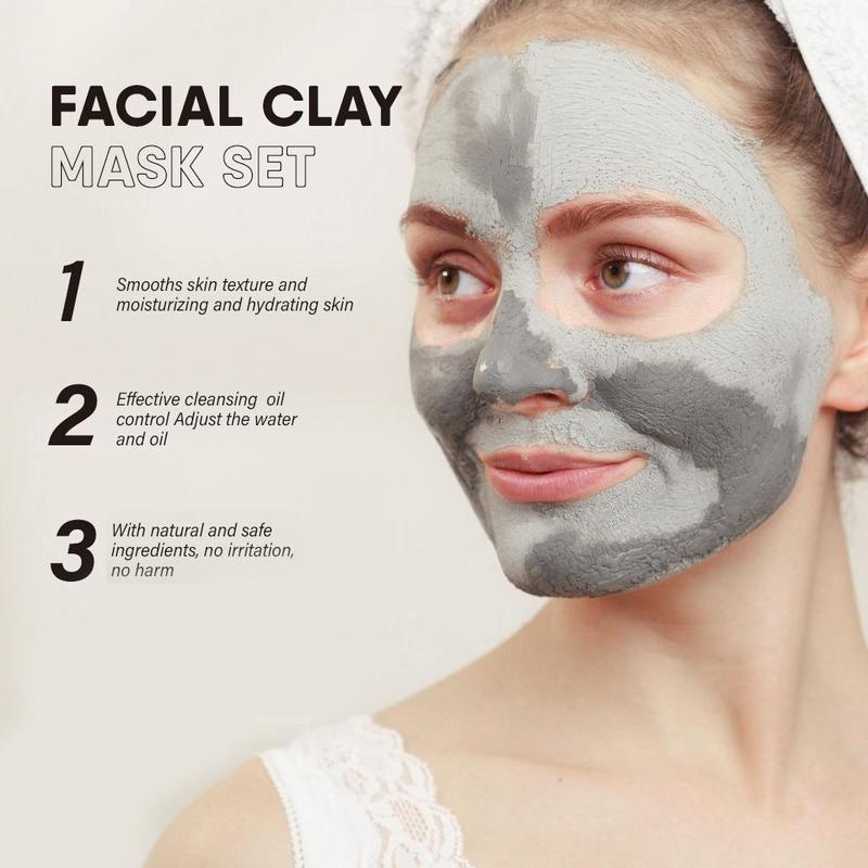 3 in 1 Facial Clay Mask Set, Including Turmeric Clay Mask, Bubble Clay Mask & Facial Cream, 3 Counts Facial Skincare Products Set, Summer Gifts