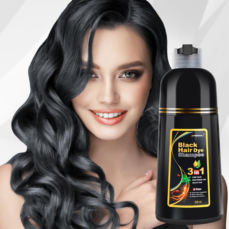 MEIDU Hair Dye Shampoo 3 in 1,Herbal Ingredients,Contains Ginseng Extract,Can cover gray hairs,Natural Haircoloring,Plant Haircare,black hairdye Salon