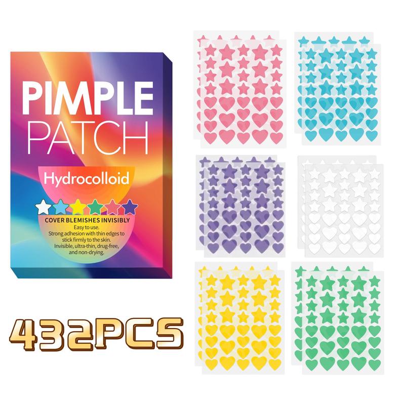 Star & Heart Shaped Pimple Patch, 432pcs box Hydrocolloid Acne Cover Patch, Skin Care Product for Women & Men, Christmas Gift