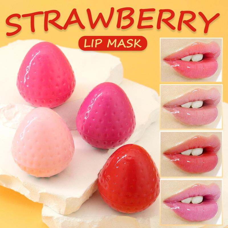 Strawberry Lip Butter Balm Kit, Moisturizing Nourishing Lip Primer Lip Oil for Girls and Women, Plumping Lip Care Product for Daily Use