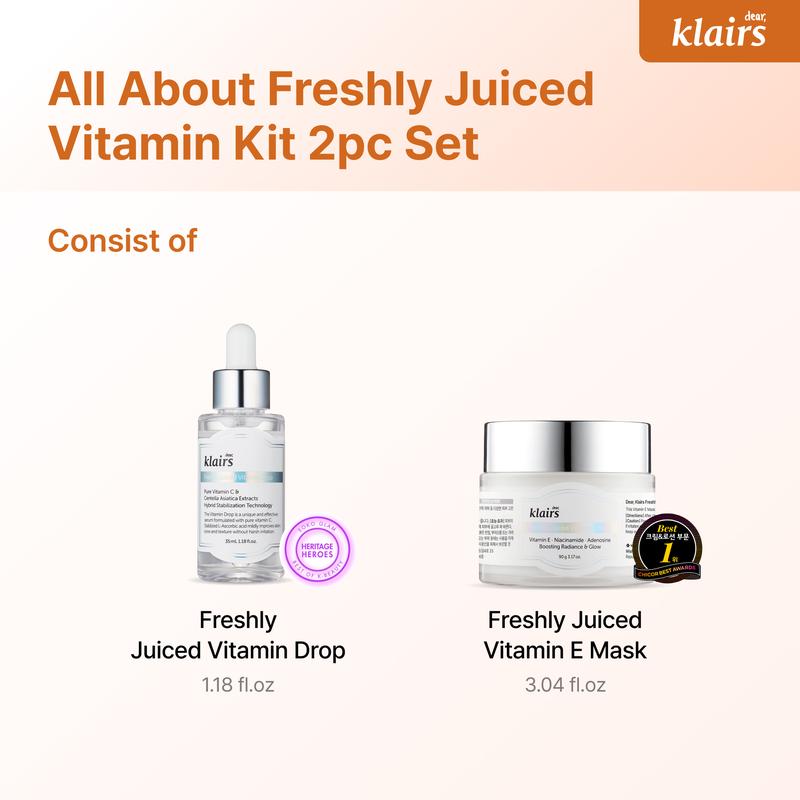 [Dear Klairs Official Shop] Freshly Juiced Vitamin Kit | Klairs Freshly Juiced Vitamin Drop, Klairs Freshly Juiced Vitamin E Mask