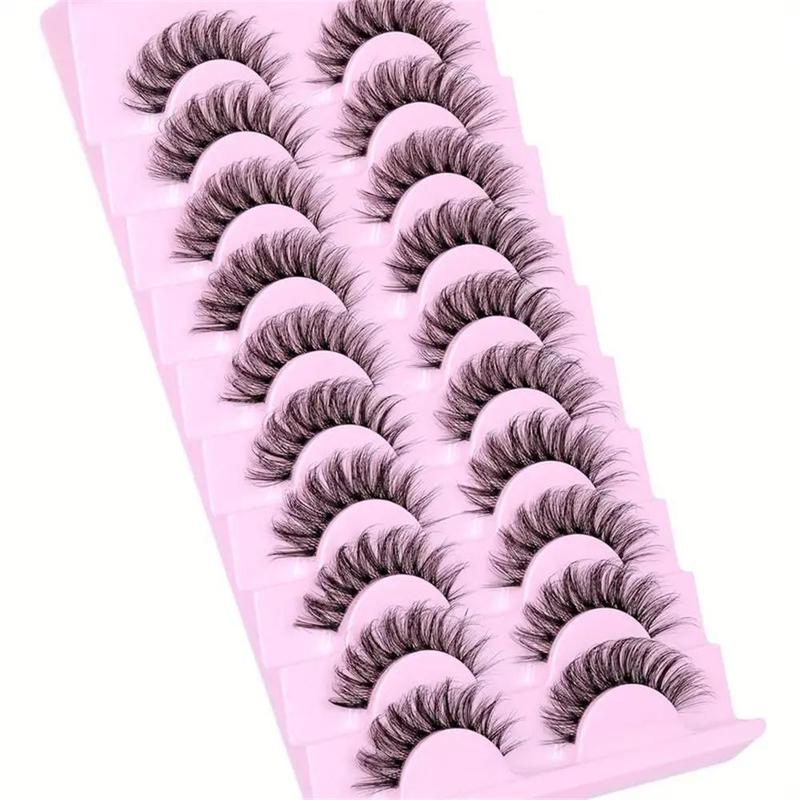 Cat Eye False Eyelashes, 10 Pairs Natural Curling Eye Makeup Strip Lashes, Full Volume Eyelash for Lashes Extensions for Women and Girls Eye Makeup Enhancement, Fall Gift, Christmas Gift