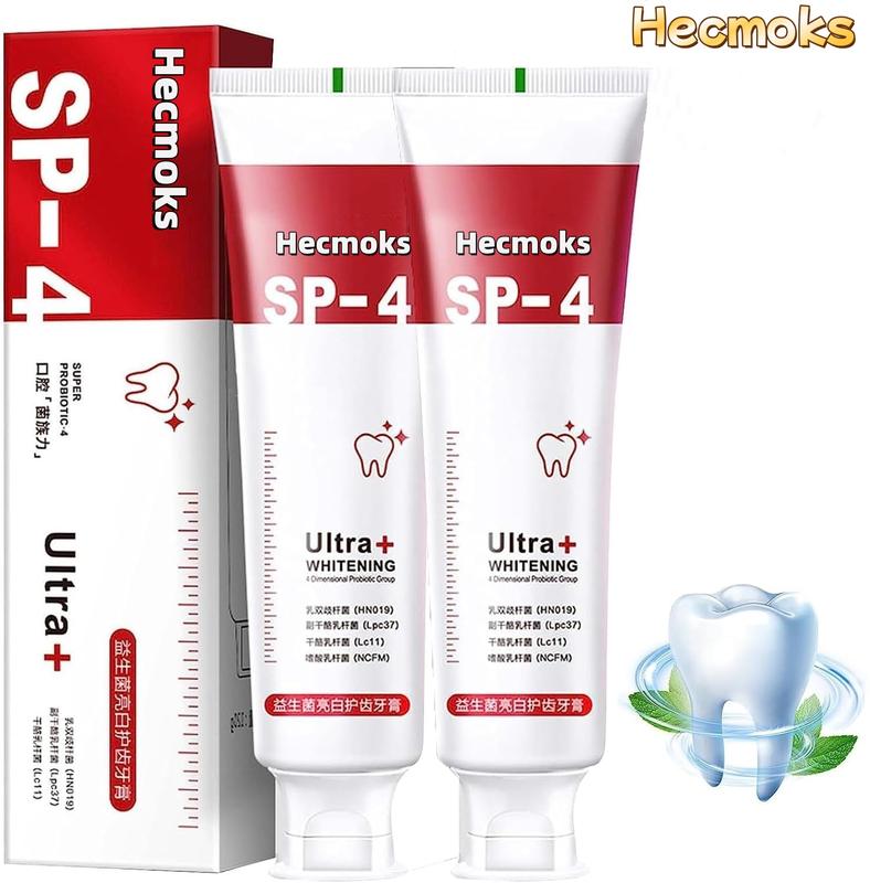 Hecmoks SP-4 Probiotic Toothpaste (2 Packs): Brightens Teeth, Removes Stains, Strengthens Enamel, Protects Gums with Fresh Jasmine Scent Oral Daily