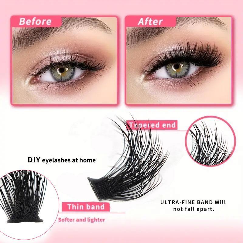 Fluffy False Eyelashes, 1 Box 10-18mm Natural Look Eyelash Extensions, Self Grafting Curl Eyelashes, Eyelash Extensions Kit, Eye Makeup Enhancement for Women & Girls, Christmas Gift