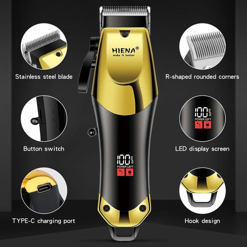 Professional Hair Clipper for Men, 1 Box Rechargeable Cordless Beard Trimmer & Accessories, Barber Clippers for Haircut, Hair Cutting Tool