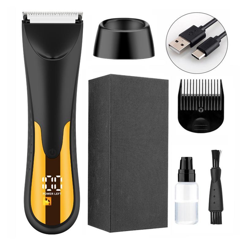 Waterproof Body Trimmer for Men, 1 Set Cordless Comfort Lightweight for Men, Comfort Ceramic Blade Rechargeable Safety Body Clippers, Wet and Dry Uses  Trimmer Set