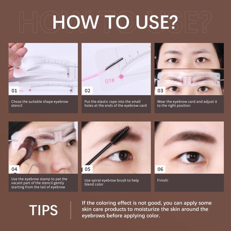 1 Set Eyebrow Tint Set, Natural Color Eye Brow Powder Stick Kit, Easy Coloring High Pigment Eyebrow Pomade with Eyebrow Stamp Stencils & Eye Brow Brushes,  Multi-use Eyebrow Dye Powder