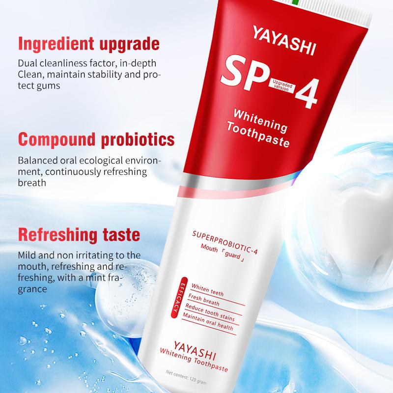 YAYASHI SP-4 Toothpaste Oral Health Management,sp-4 ultra whitening toothpaste probiotics,sp4 toothpaste whitening,Pasta de dientes,Fresh Breath,Teeth Brightening Booster,trending toothpaste,healthy toothpaste,pasta blanque adora dental