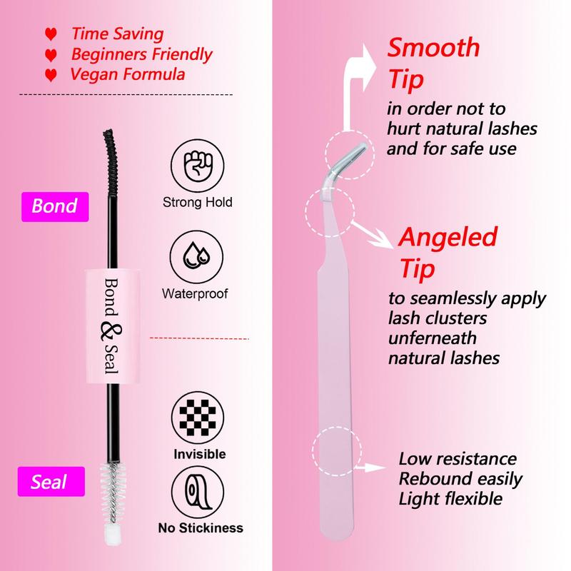 Natural Look Eyelash Extensions Set, 1 Count Fluffy False Eyelashes Set & 1 Count Eyelash Tweezers & 1 Count Eyelash Glue, Professional Cosmetic Accessories for Women, Spider Lashes, Christmas Gift