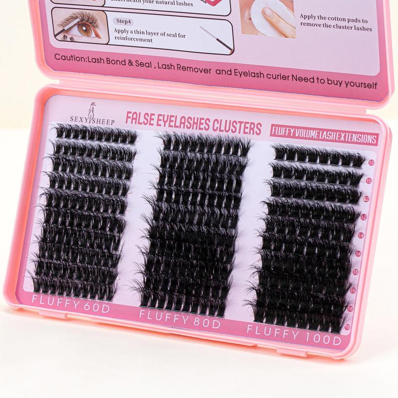 Individual False Eyelashes Kit, 1 Set Natural Wispy Fluffy Look Eyelash Extensions, Self Grafting Curl Eyelashes, Eye Makeup Enhancement False Eyelashes, Stocking Fillers Gift