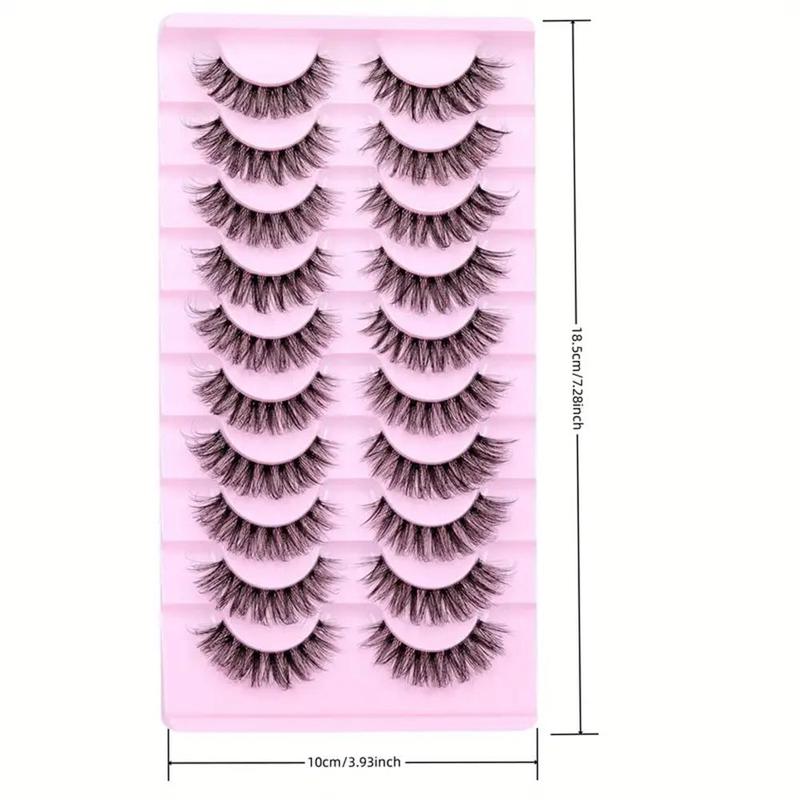 Cat Eye False Eyelashes, 10 Pairs Natural Curling Eye Makeup Strip Lashes, Full Volume Eyelash for Lashes Extensions for Women and Girls Eye Makeup Enhancement, Fall Gift, Christmas Gift