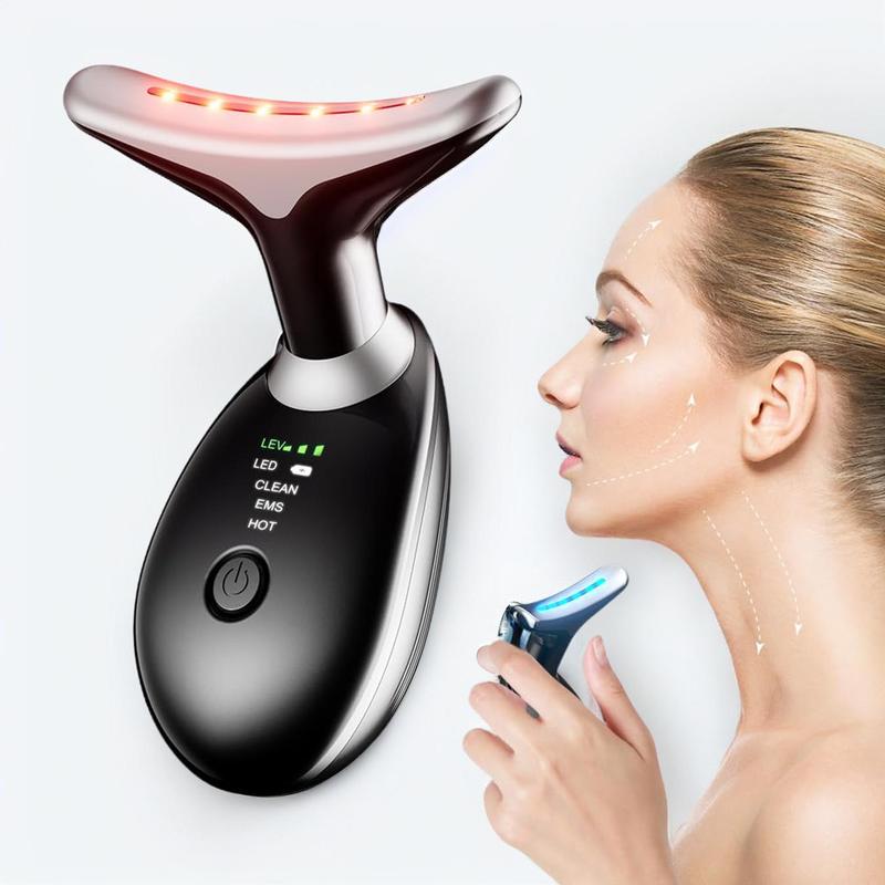 Red Light Facial Lifting Machine, Portable Electric Facial Massager with 7 Color Led, Dual Chin Facial Massager, Face Lifting Machine, Neck Massagers Facial Massaging Tool Face Massagers for Neck, Christmas, Birthday Gifts