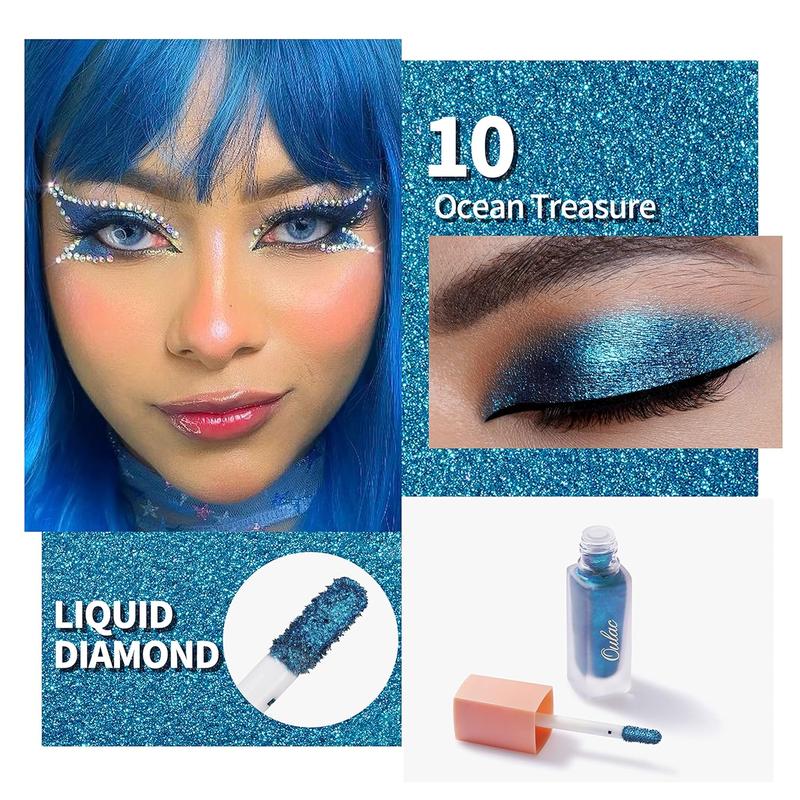 Blue liquid glitter eyeshadow, liquid glitter eyeshadow, liquid eyeliner, non-sticky, one-touch, ready to use, quick-drying and wrinkle-resistant