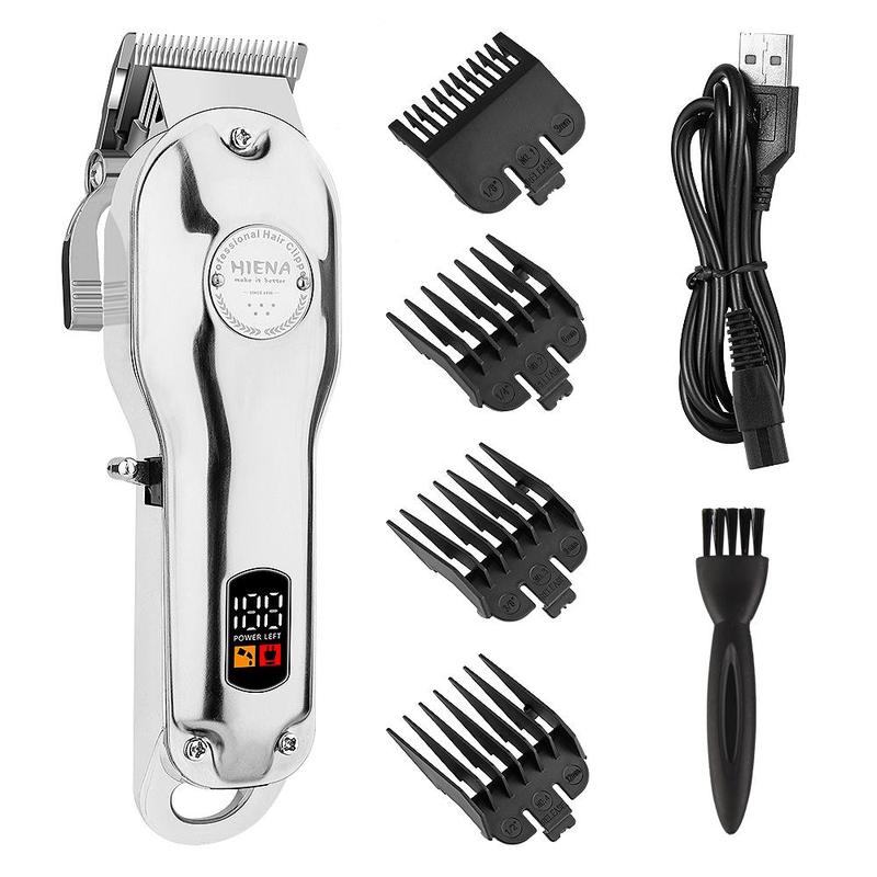 Rechargeable Hair Clipper, 1 Set LED Display Electric Hair Trimmer with Limit Combs, Professional Hair Cutting Kit for Home & Salon Use