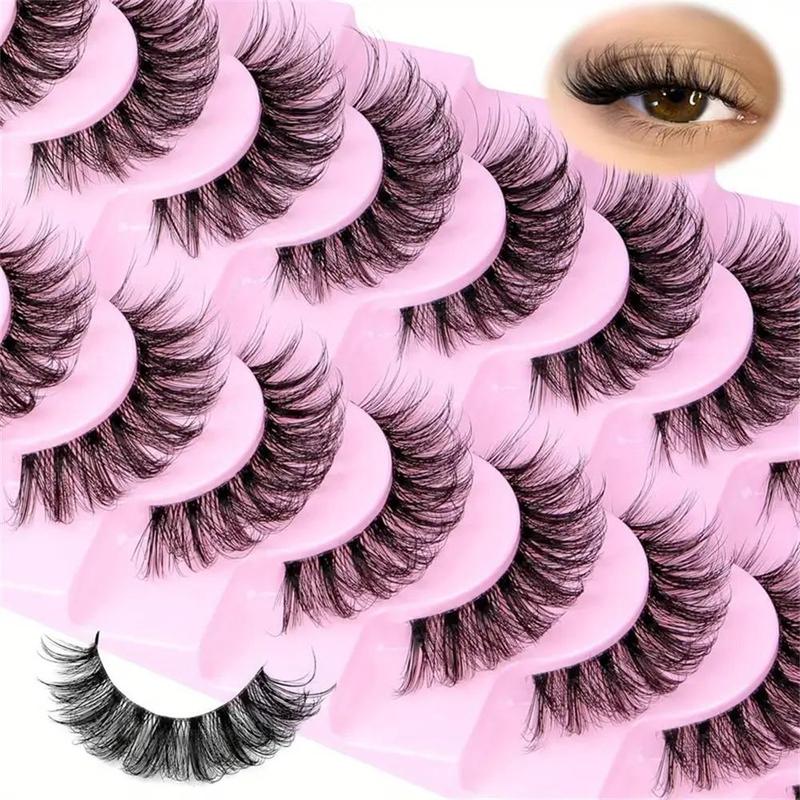 Cat Eye False Eyelashes, 10 Pairs Natural Curling Eye Makeup Strip Lashes, Full Volume Eyelash for Lashes Extensions for Women and Girls Eye Makeup Enhancement, Fall Gift, Christmas Gift