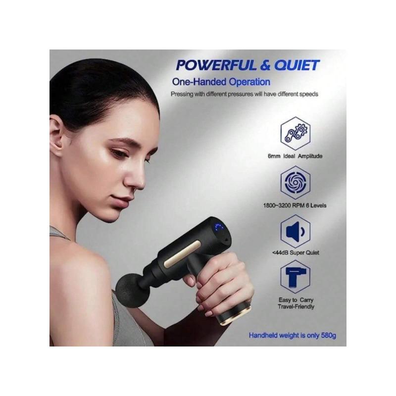 Portable Mini Massage Gun, Electric Massage Percussion Massager for Deep Tissue, Interchangeable 4 Massage Heads 6 Adjustable Speeds, for Christmas Gifts, Holiday Gift for Men & Women, Muscle Relaxation