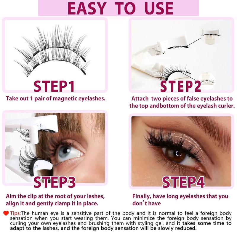 Magnetic Eyelashes with Tool, 1 Box Reusable No Glue Needed Natural Look Eyelash Extensions, Professional Eye Makeup Product for Women, Lash Extension Kit, Christmas Gift