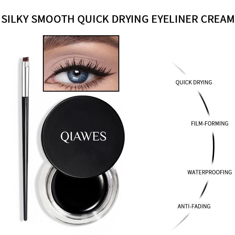 Long Lasting Eyeliner Cream with Brush Set, 2 Counts Waterproof Eyeliner Cream, Quick Drying Eyeliner Cream, Professional Daily Makeup Accessories