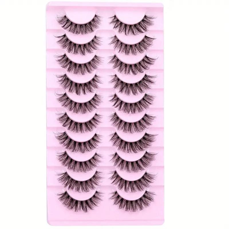 Cat Eye False Eyelashes, 10 Pairs Natural Curling Eye Makeup Strip Lashes, Full Volume Eyelash for Lashes Extensions for Women and Girls Eye Makeup Enhancement, Fall Gift, Christmas Gift