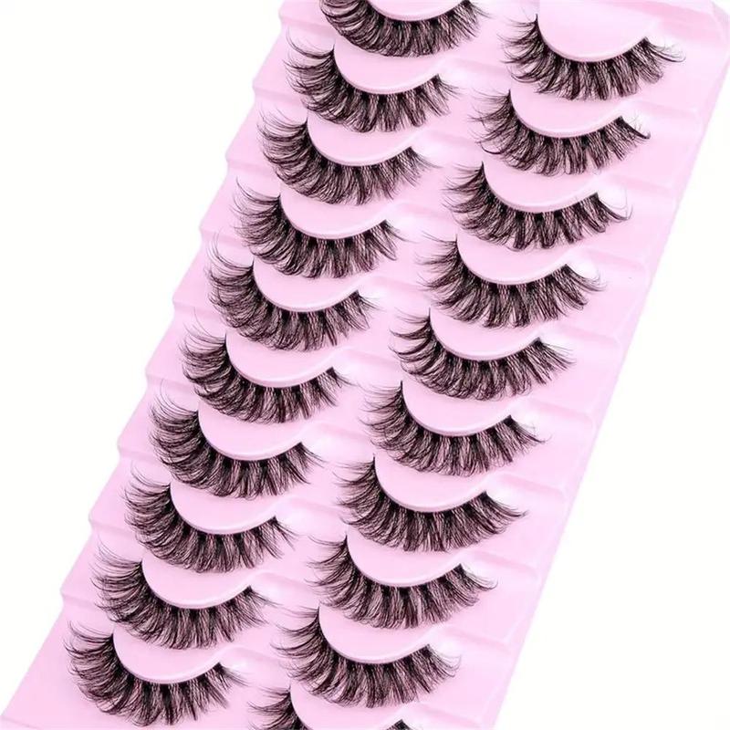 Cat Eye False Eyelashes, 10 Pairs Natural Curling Eye Makeup Strip Lashes, Full Volume Eyelash for Lashes Extensions for Women and Girls Eye Makeup Enhancement, Fall Gift, Christmas Gift