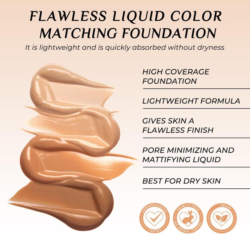 Color Changing Liquid Foundation, Long Lasting Moisturizing Foundation, Lightweight Formula Foundation, Suitable for Dry Skin, Makeup Product for Women