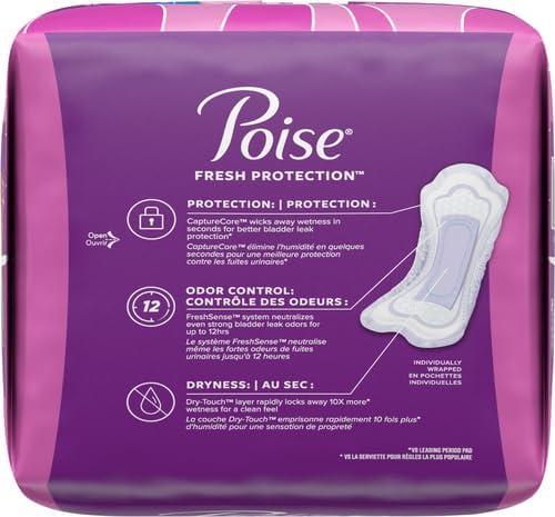 Poise Incontinence Pads, Moderate Absorbency, Long, 54 Count