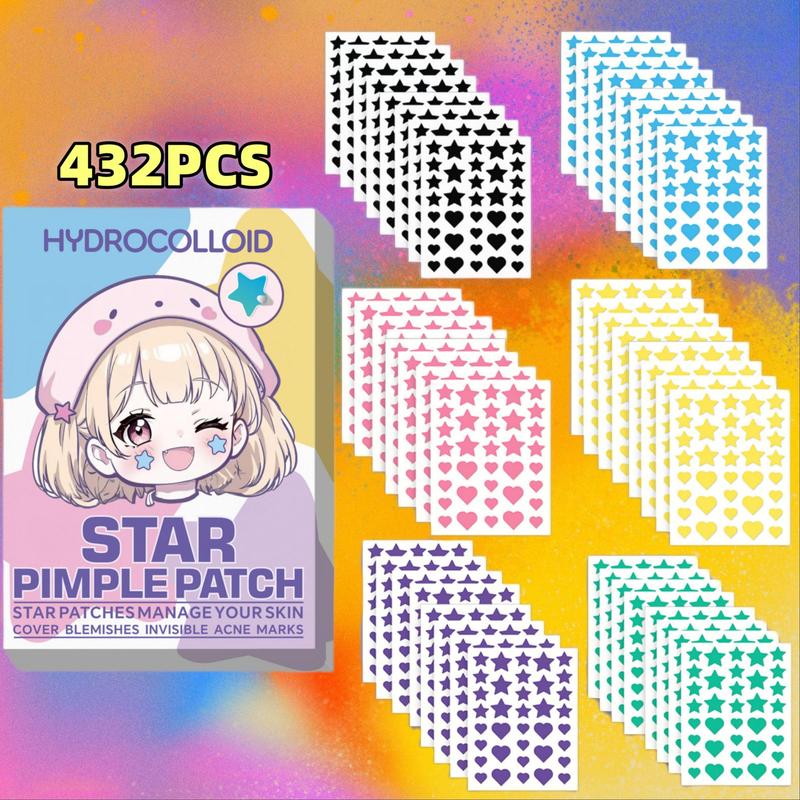 Star & Heart Shaped Acne Patches, 432pcs set Acne Cover Patches, Facial Skin Care Products for Women & Men