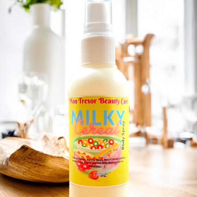 Milky Cereal Body Spray, spray mist , woman’s body spray, scented body spray, cruelty free, vegan friendly, body care, Skincare Fragrance Aroma Vanilla Blend